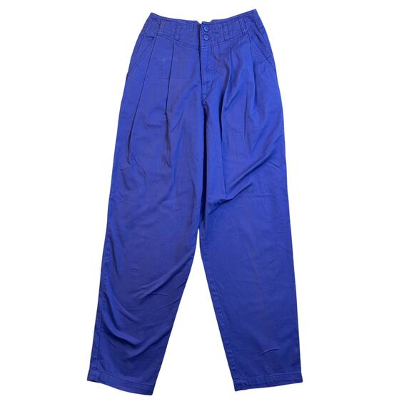 American Vintage Pants - Vintage 80's Pants High Waisted Pleated Bold Retro Western Cobalt Blue 24" Waist